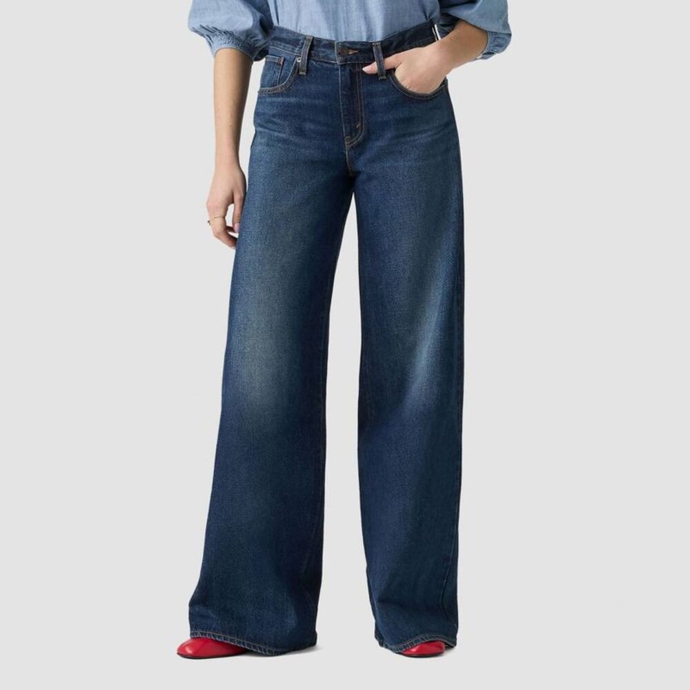 Levi's Women's Middy Pants Wide Leg Midnight Charm Dark Blue Denim 28